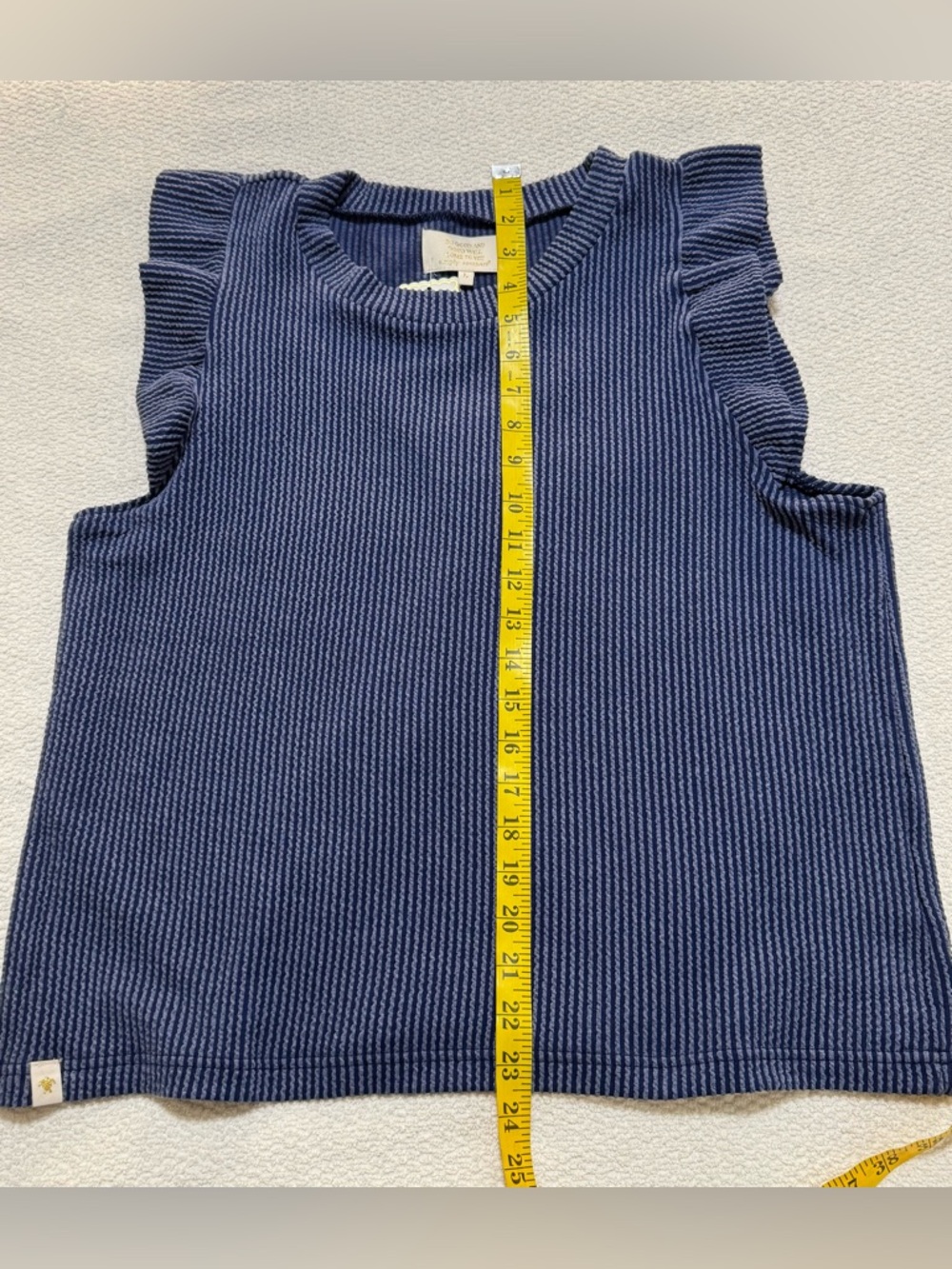 Simply Southern Size L Navy Blue Knit Ruffle Cap Sleeve Top - Picture 8 of 10